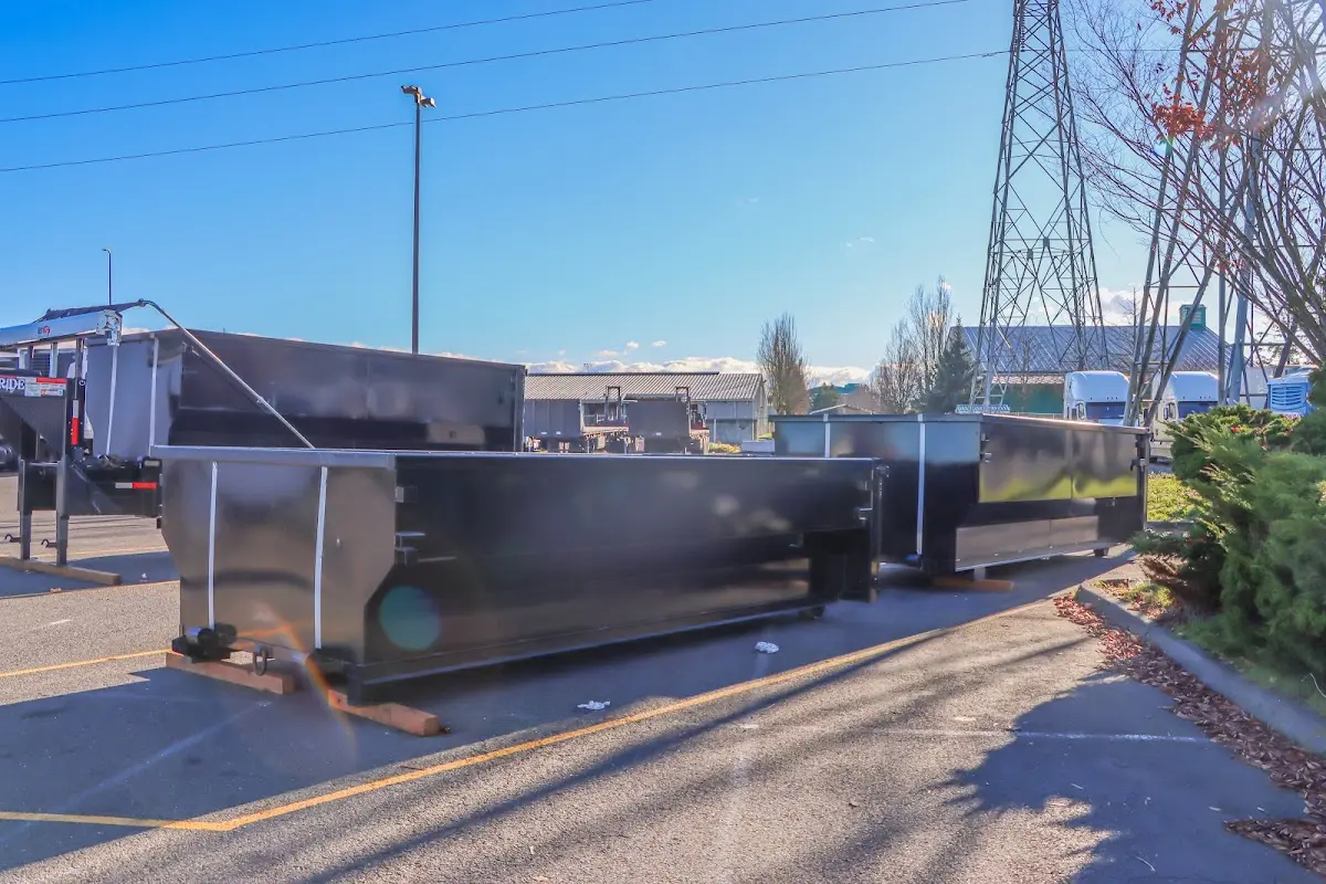 Roll-off dumpster ready for waste disposal at job site for 3 Yard Dumpster Rental in McCandless